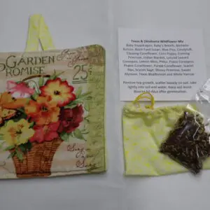 Garden flower seed packet with instructions and seeds.
