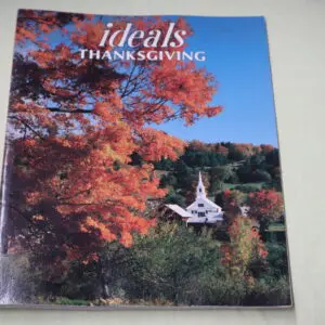 Magazine cover titled 'Ideals Thanksgiving' with autumn scenery.