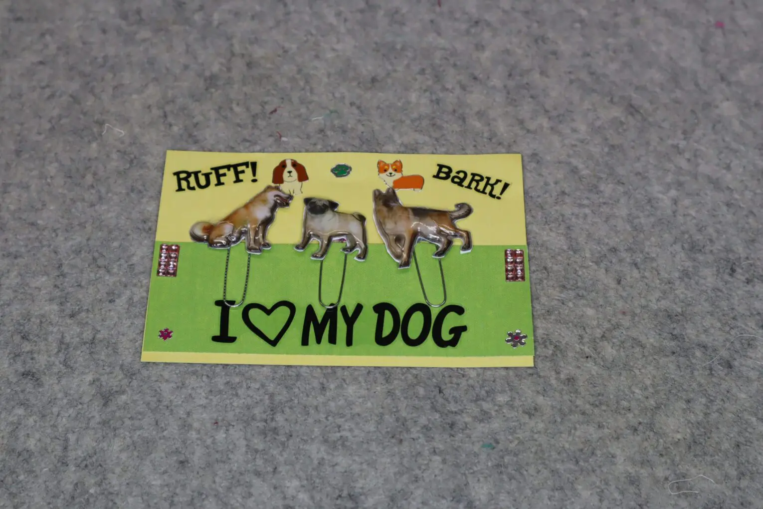 A quirky dog-themed sign with playful text and illustrations.