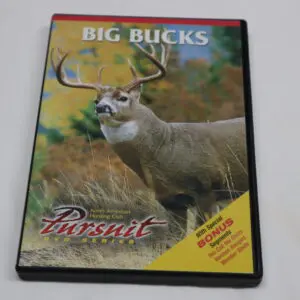 DVD cover of 'Big Bucks Pursuit' featuring a deer with large antlers.