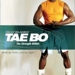Cover of a Tae Bo workout DVD featuring a muscular man in workout gear.