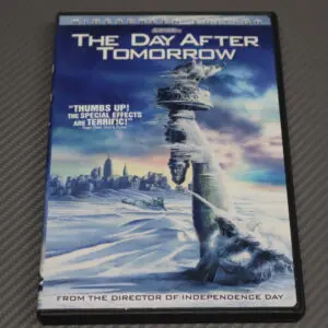 DVD cover of The Day After Tomorrow with icy Statue of Liberty.