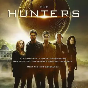 A group of six people stands in front of a giant baseball under the title 'The Hunters.'
