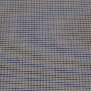 Close-up of a fabric with a small checkered pattern in blue and white.