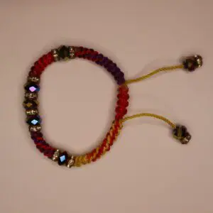 Multicolor Braided Cord Bracelet with Faceted Beads (1)