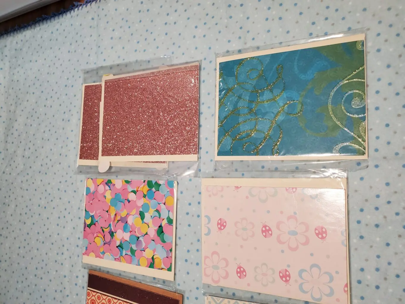 Colorful decorative cards in various designs.