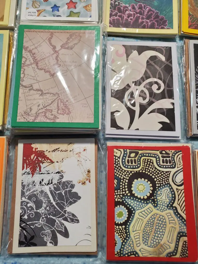 Assorted decorative cards with unique designs.
