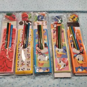 Colorful notepad sets with cartoon character designs.