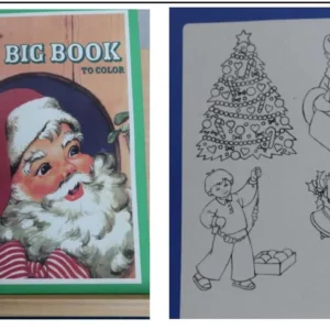 Two Christmas-themed coloring books featuring Santa and holiday scenes.